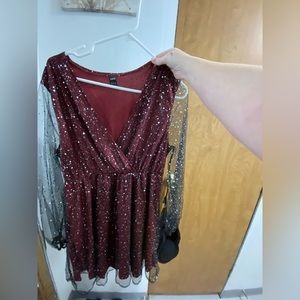 Glitter red mesh dress
